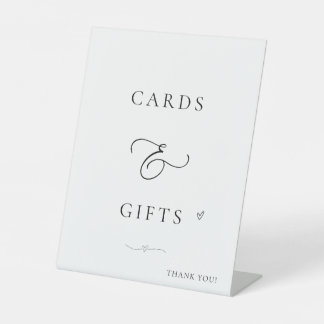 Cards & Gifts Wedding Tabletop Sign | Minimalist Reclamebord Met Voetstuk