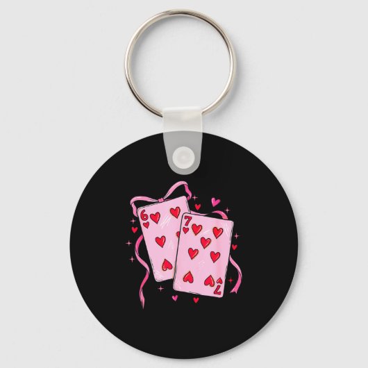 Cards Valentine Meme 6 Coquette Bow Funny Gift Tee Sleutelhanger (Voorkant)