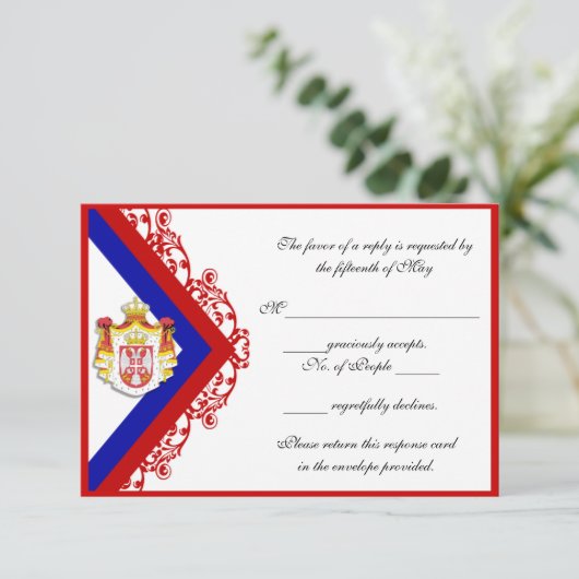 Cards voor aangepaste Servische bruiloft RSVP (Staand voorkant)