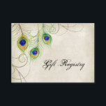 Cards voor cadeauregistratie - Peacock Feathers We Informatiekaartje<br><div class="desc">KLEUR PALET: blauwgroen blauw, crème, tan, latte, goud, groen blauw en paarse. DESIGN COLLECTIE: Dit is een elegante en verfijnde Gift Registry Kaart die mooi in uw uitnodigingspresentatie past. Het beste deel van het gebruik van een van deze kaarten is dat uw gast het in hun portemonnee kan stoppen en...</div>