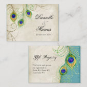Cards voor cadeauregistratie - Peacock Feathers We Informatiekaartje (Voorkant / Achterkant)