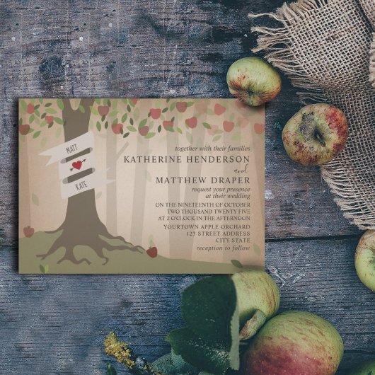 Cardstock geïnspireerd Apple Orchard Wedding Kaart