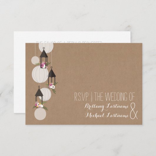 Cardstock Geïnspireerd Bloemen Lantaarns Wedding R RSVP Kaartje (Voorkant / Achterkant)