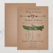Cardstock geïnspireerd Canoe + Arrows Wedding Invi Kaart (Voorkant / Achterkant)