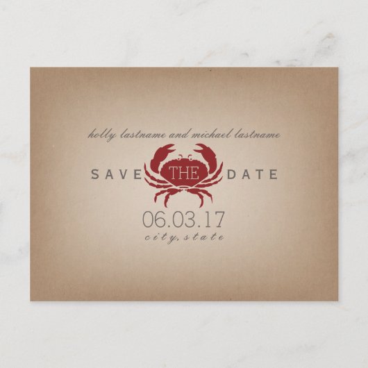 Cardstock Geïnspireerd Krab Bruiloft Save The Date Aankondigingskaart (Voorkant)