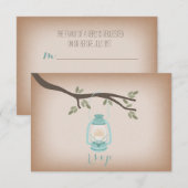 Cardstock geïnspireerd op lichtblauw lantaarn RSVP (Voorkant / Achterkant)