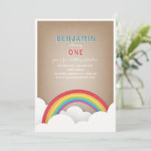 Cardstock Geïnspireerd Rainbow Clouds Verjaardag Kaart (Staand voorkant)
