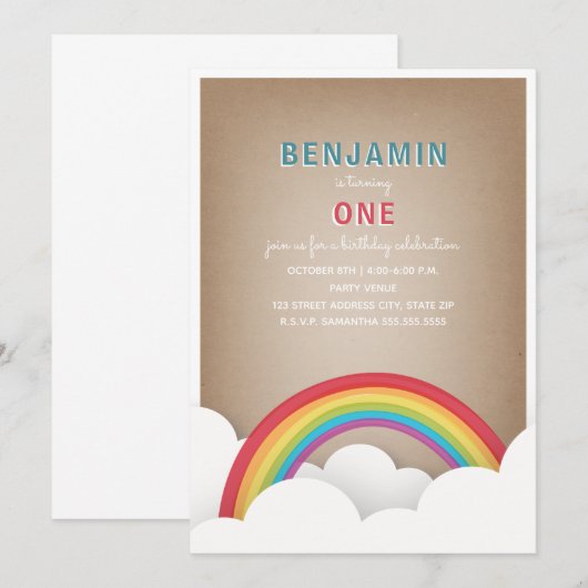 Cardstock Geïnspireerd Rainbow Clouds Verjaardag Kaart (Voorkant / Achterkant)