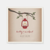 Cardstock Geïnspireerd Rood Camping Lantaarn Bruil Servet (Voorkant)