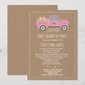 Cardstock geïnspireerd roze vrachtwagen Baby showe Kaart (Voorkant / Achterkant)