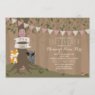 Cardstock Geïnspireerd Woodland Baby shower - Meis Kaart