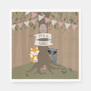 Cardstock Geïnspireerd Woodland Baby shower - Meis Servet