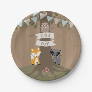 Cardstock geïnspireerd Woodland Boy Baby shower Papieren Bordje