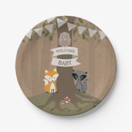 Cardstock geïnspireerd Woodland Neutral Baby showe Papieren Bordje