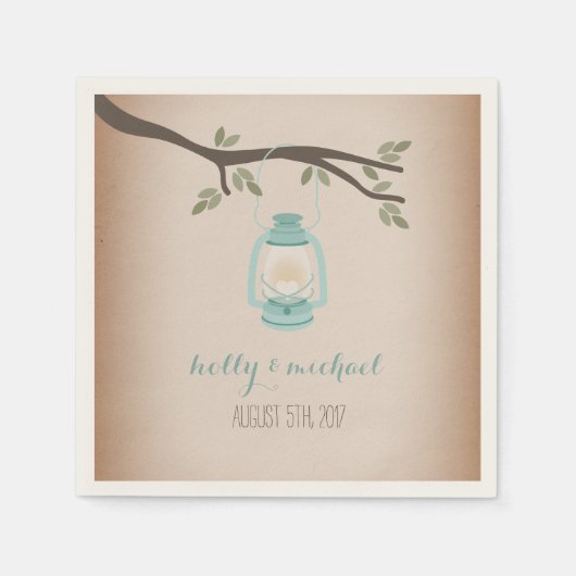 Cardstock geïnspireerde lichtblauwe camping lantaa servetten (Voorkant)