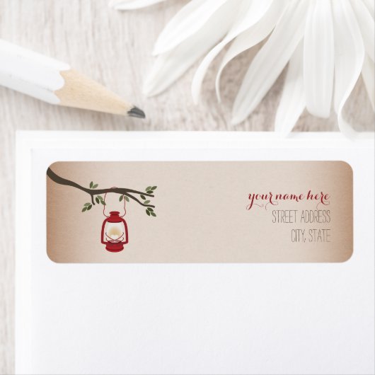 Cardstock Geïnspireerde Rode Camping Lantaarn Etiket (Insitu)