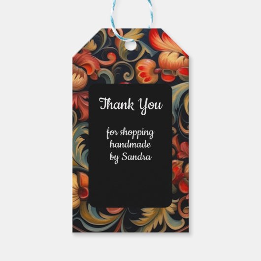 Care Gift Label Rosepaint Rosemaling 6 van 6 Cadeaulabel (Voorkant)