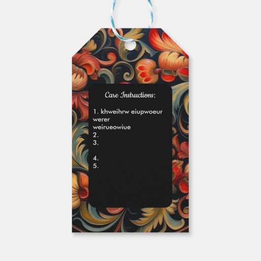 Care Gift Label Rosepaint Rosemaling 6 van 6 Cadeaulabel (Achterkant)