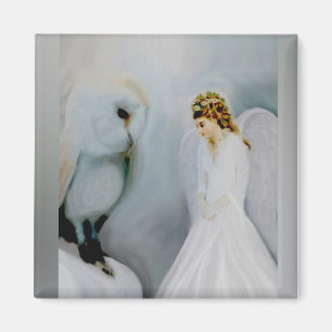 Care Guardian Angel en White Owl door Amelia Carri Magneet