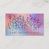 CARE INSTRUCTIONS Chic Elegant Wildflower TieDye Visitekaartje (Voorkant)
