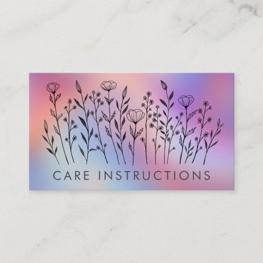 CARE INSTRUCTIONS Chic Elegant Wildflower TieDye Visitekaartje (Voorkant)