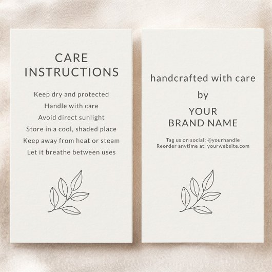 Care Instructions Neutral Botanical Small  Visitekaartje