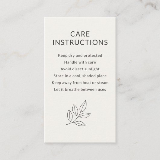 Care Instructions Neutral Botanical Small  Visitekaartje (Voorkant)