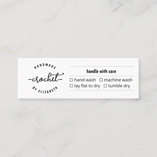 Care Kaart voor Zelfgemaakte Haakbrei Macramé Contactkaartje (Voorkant)