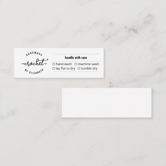 Care Kaart voor Zelfgemaakte Haakbrei Macramé Contactkaartje (Voorkant / Achterkant)