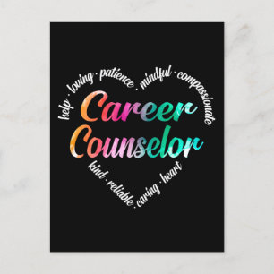 Career Counselor Heart Word Cloud Waterverf Feestdagenkaart