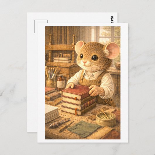 Career Mouse as Book Binder Briefkaart (Voorkant / Achterkant)