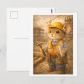 Career Mouse as Construction Worker Briefkaart (Voorkant / Achterkant)