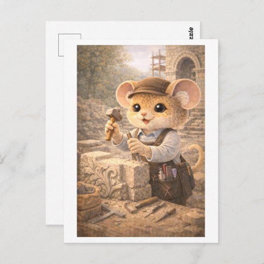 Career Mouse as Stone Mason Briefkaart (Voorkant / Achterkant)