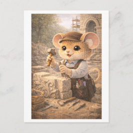 Career Mouse as Stone Mason Briefkaart