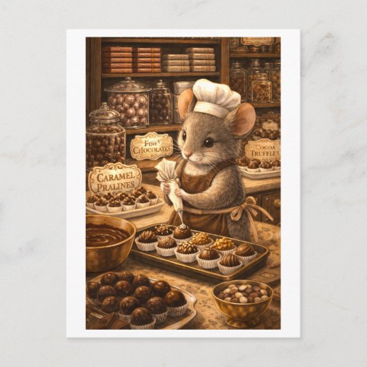 Career Mouse in Chocolate Shop Briefkaart (Voorkant)