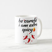 Careful I'M Extra Spicy Pepper Funny Jokessarcasti Koffiemok (Voorkant rechts)