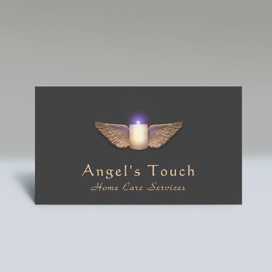 Caregiver Candle met Angel Wings Visitekaartje