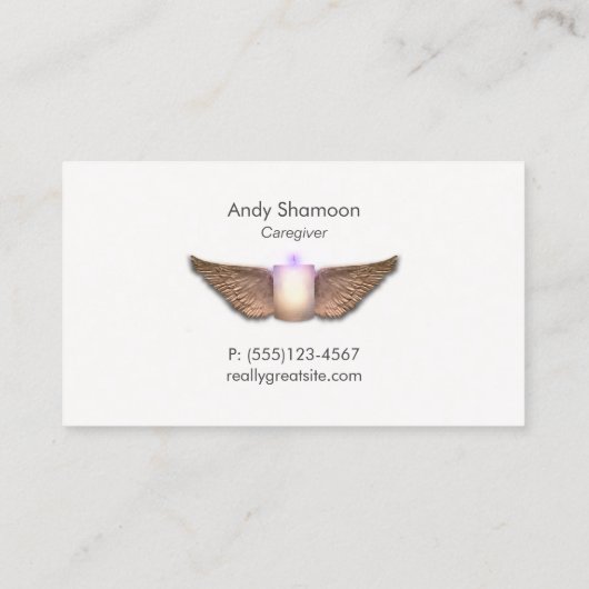 Caregiver Candle met Angel Wings Visitekaartje (Achterkant)