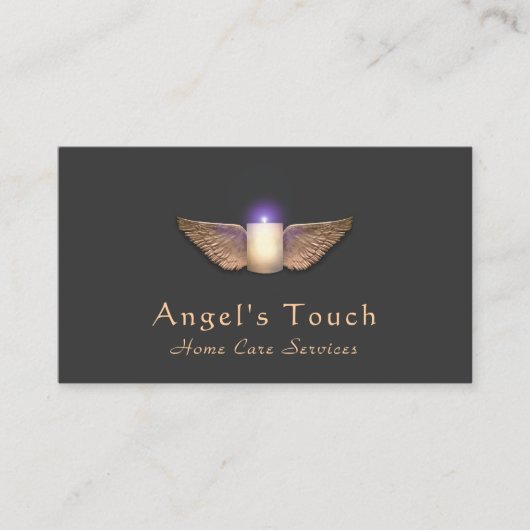 Caregiver Candle met Angel Wings Visitekaartje (Voorkant)