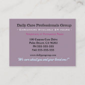 Caregiver Floral Trustend Friend Visitekaartje (Achterkant)