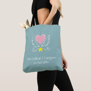 Caregiver hart met vleugels Canvas tas