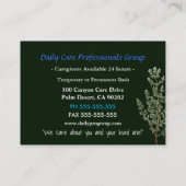 Caregiver Morning Glory Floral Professional Visitekaartje (Achterkant)