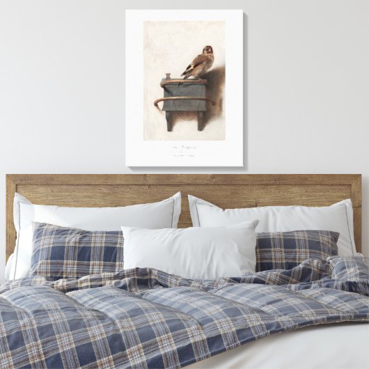 Carel Fabritius Goldfinch Dutch 1654 Fine Art Canvas Afdruk (Insitu (Slaapkamer))