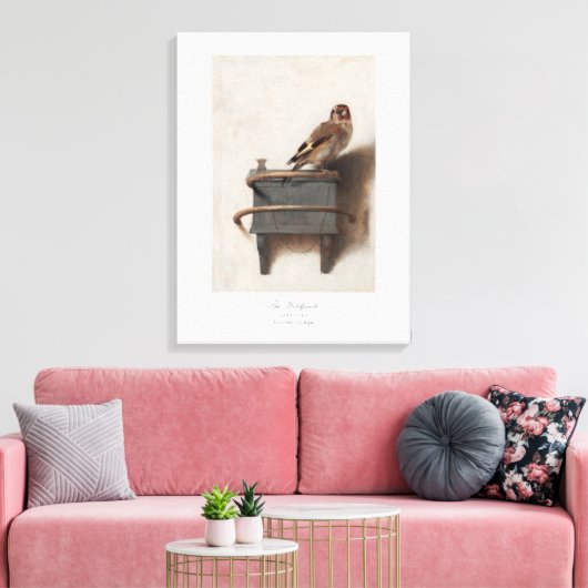 Carel Fabritius Goldfinch Dutch 1654 Fine Art Canvas Afdruk (Insitu (Woonkamer))