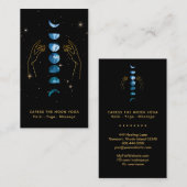 *~* Caress Moon Blue Blauwgroen Phases + Hands Sta Visitekaartje (Voorkant / Achterkant)