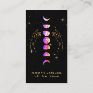 *~* Caress Moon Blue Pink Phases + Hands Star Visitekaartje