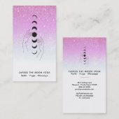 *~* Caress Moon Phases + Hands Celestial Glitter Visitekaartje (Voorkant / Achterkant)