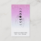 *~* Caress Moon Phases + Hands Celestial Glitter Visitekaartje (Voorkant)