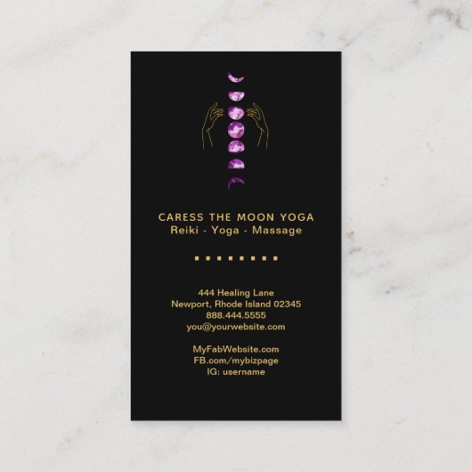 *~* Caress Moon Violet Paarse Phases + Hands Star Visitekaartje (Achterkant)