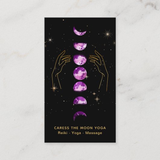 *~* Caress Moon Violet Paarse Phases + Hands Star Visitekaartje (Voorkant)